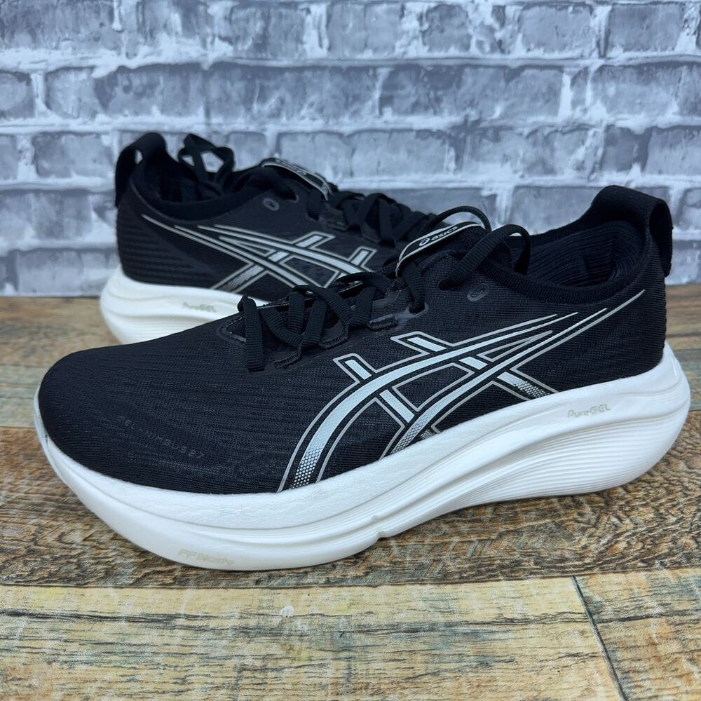 ASICS Gel-Nimbus 27 Black Lake Grey Running Shoes 7 1012B753 Womens Size 9 New